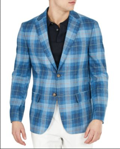 Lauren Ralph Lauren Men's UltraFlex Plaid Blazer 43R Sport Coat Turquoise