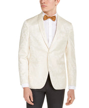 Kenneth Cole Reaction Men's Slim-Fit Ivory Paisley Evening Jacket 44R