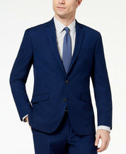 Kenneth Cole Mens Blue Suit Jacket 42R Techni-Cole Slim-Fit Stretch Modern