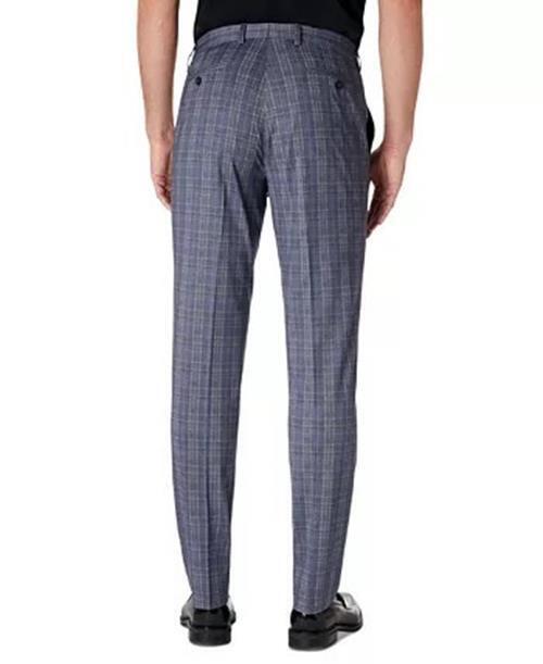 MICHAEL KORS Men's Modern-Fit Plaid Knit Suit Dress Pants Blue 30 X 30