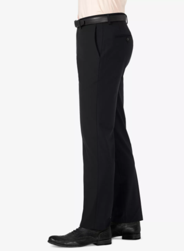 HAGGAR J.M. Slim Fit 4-Way Stretch Flat Front Dress Pants Black 34 X 30