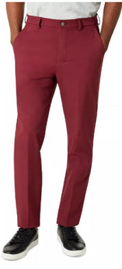 Calvin Klein Mens Slim-Fit Tech Solid Dress Pants Red 34 x 32