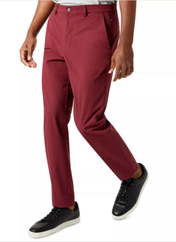 Calvin Klein Mens Slim-Fit Tech Solid Dress Pants Red 34 x 32