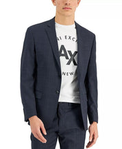 AX Armani Exchange Men's Windowpane Wool Suit Jacket Blue / Grey 40L