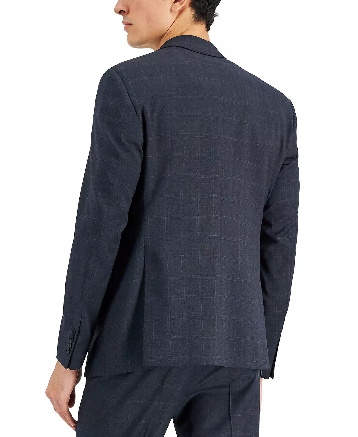 AX Armani Exchange Men's Windowpane Wool Suit Jacket Blue / Grey 40L