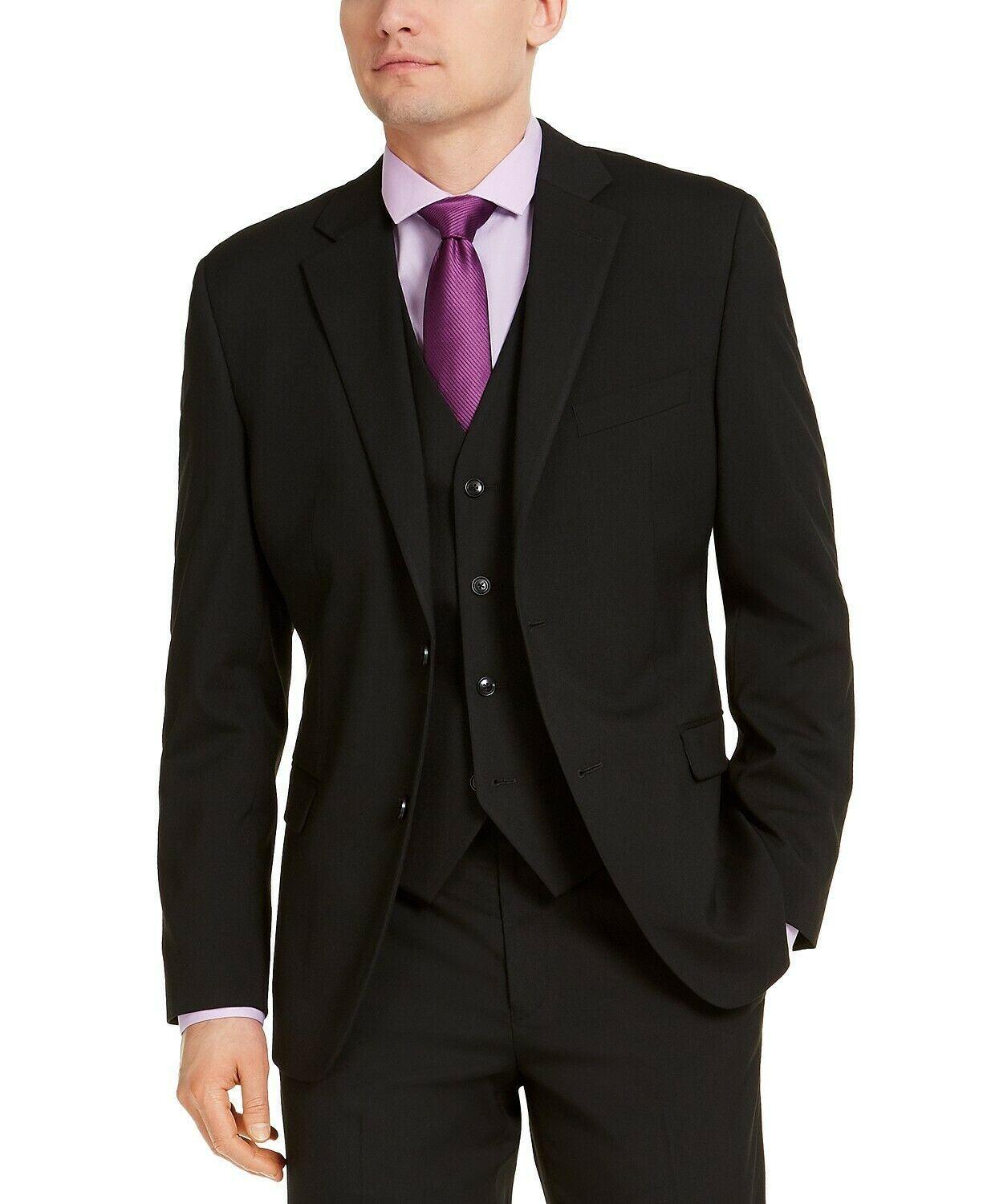 Alfani Mens Classic fit Suit Jacket Blazer 40 L Black Solid Stretch