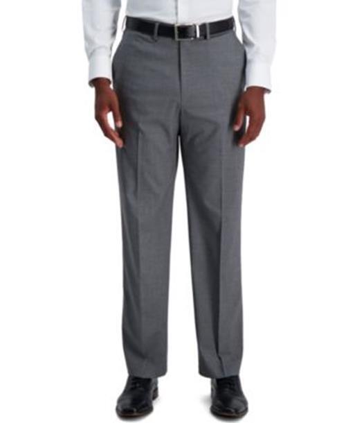 Haggar Men's 4-Way Stretch Classic Fit Expandable Pants 42 x 32 Med Grey Plaid