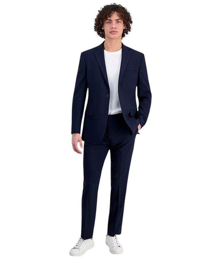 Dkny Mens Modern fit 2 Piece Suit 54 R / 49 Waist Navy Blue Solid Stretch