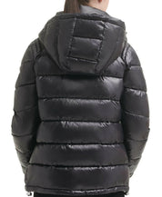 GUESS Womens Hooded Shine Puffer Coat Black Solid XL