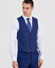 Calvin Klein Mens Slim-Fit Wool Suit Vest Blue XL