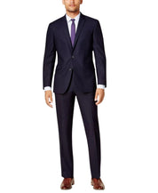 Kenneth Cole Mens Slim fit 2 Piece Suit 38 R / 31 Waist Navy Blue Solid Stretch