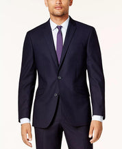 Kenneth Cole Mens Slim fit 2 Piece Suit 42 R / 35 Waist Navy Blue Solid