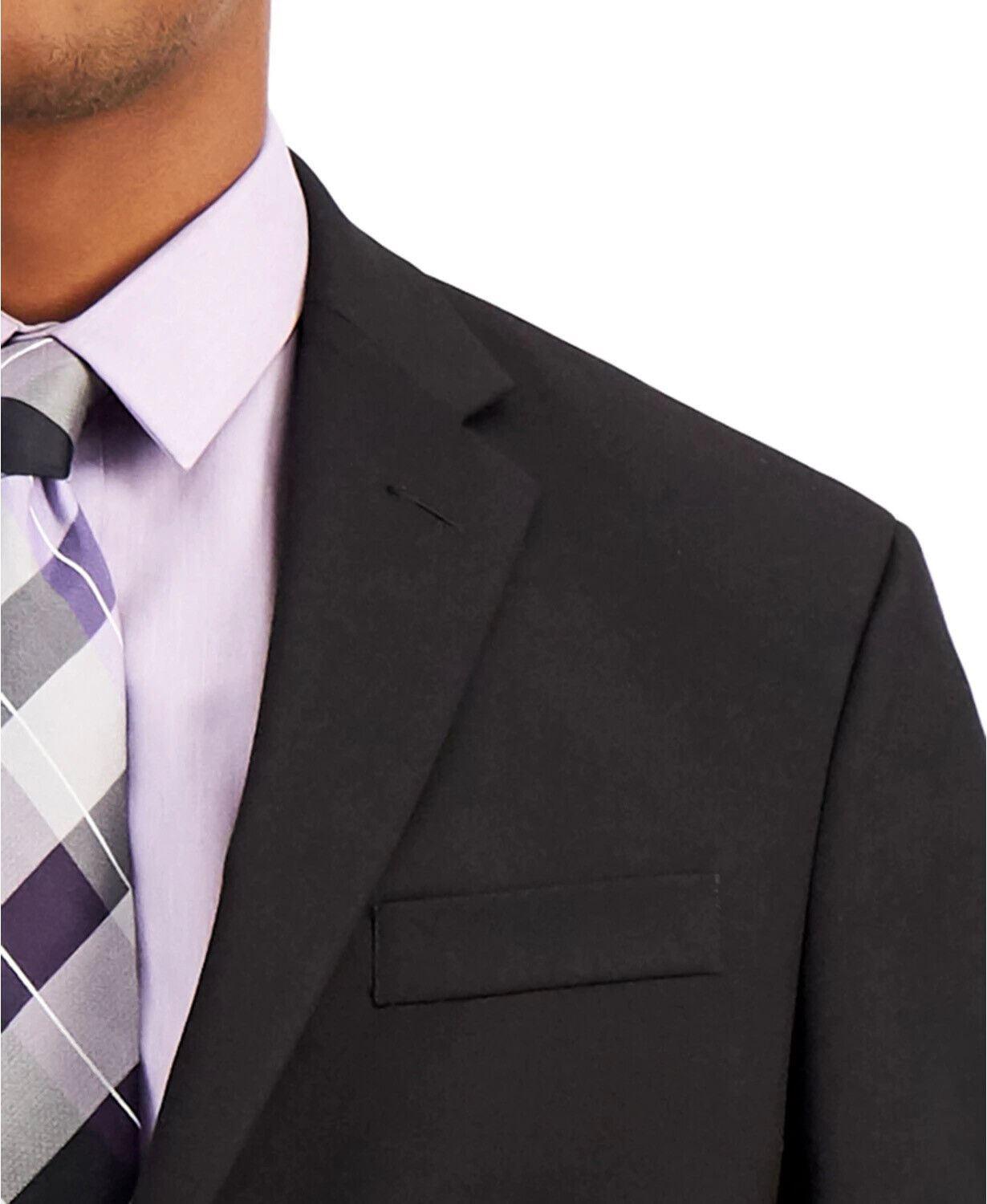 Kenneth Cole Reaction Mens Slim fit 2 Piece Suit 37 R / 30 Waist Black Solid