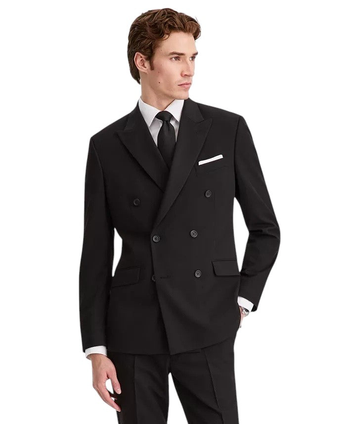 Kenneth Cole Reaction Mens Slim Double Breasted Suit 42 S Pants 35 / 30 Black