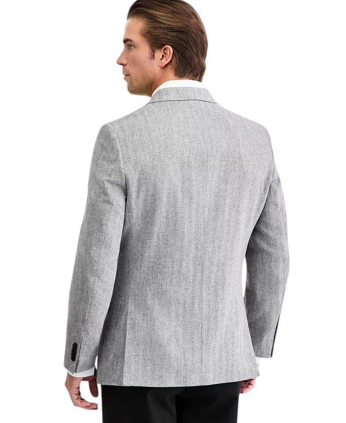 Nautica Mens Modern fit  Linen Sport Coat Blazer 42 R Black White Herringbone