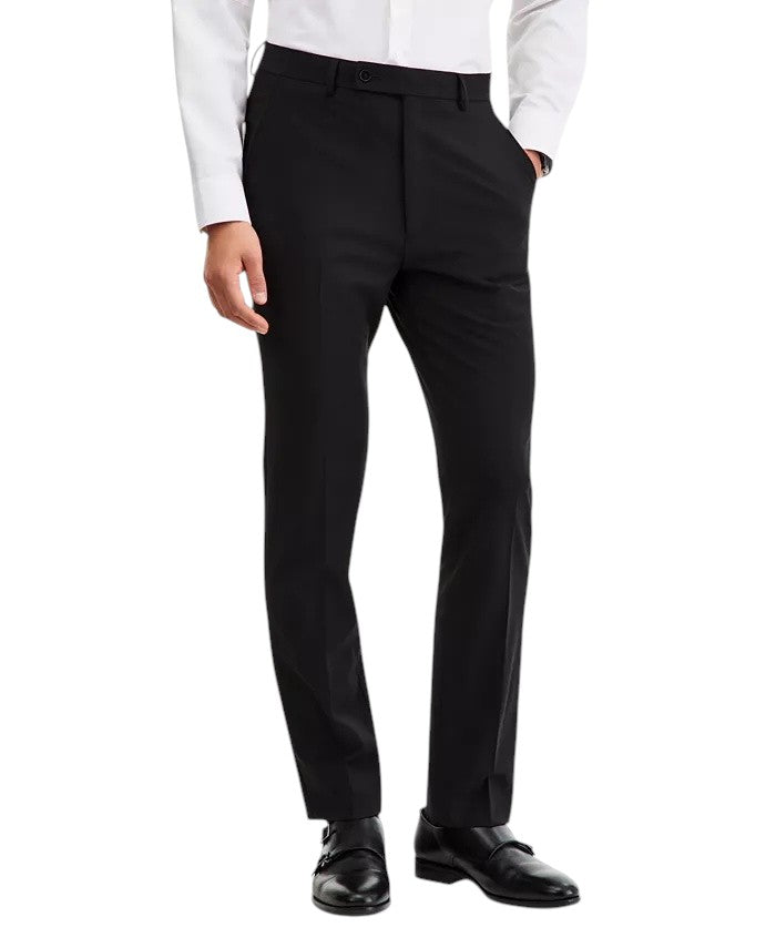 Calvin Klein Mens Slim fit Wool Dress Pants 42 / 30 Black Solid