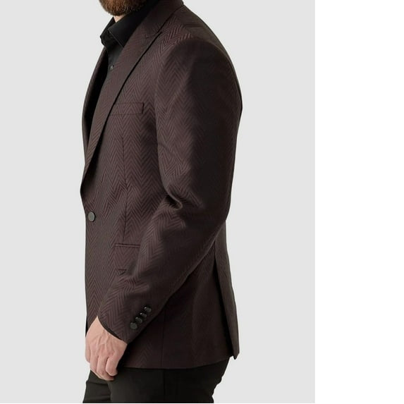 Karl Lagerfeld Mens Modern fit Sport Coat Blazer 40 R Burgundy Red Herringbone