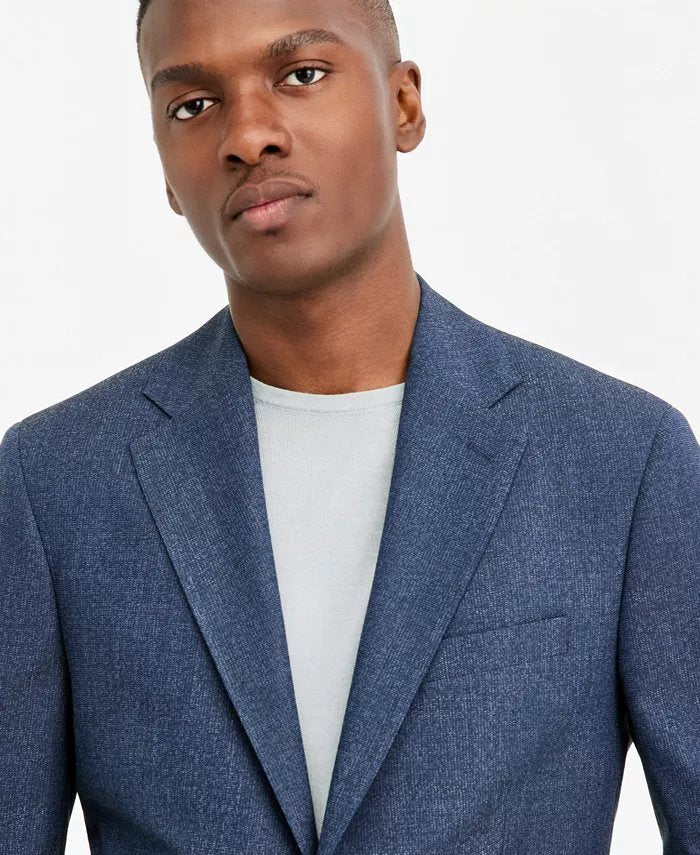 Calvin Klein Mens Slim fit Sport Coat Blazer 44 R Textured Blue Solid