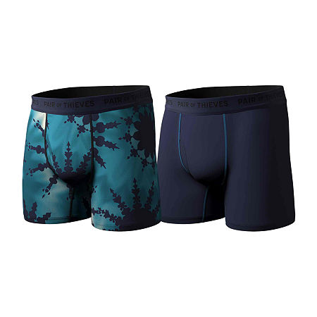 Pair Of Thieves Mens 2 Pack Regular fit Boxer Briefs Underwear Small Blue Solid