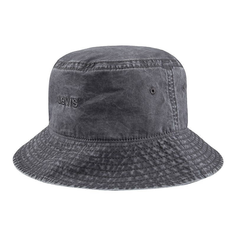 Levis Mens Embroidered Logo Bucket Hat Charcoal Small Medium
