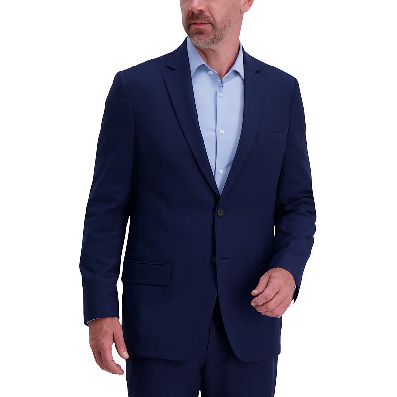 Haggar Mens Classic fit Suit Jacket Blazer 46 R Navy Blue Solid Stretch