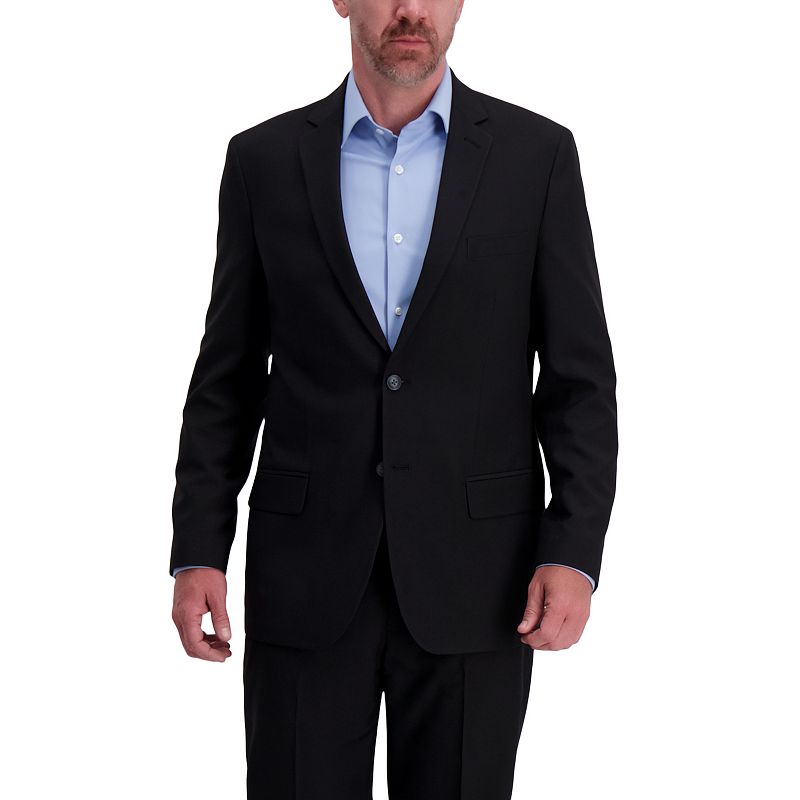 Haggar Mens Classic fit Suit Jacket Blazer 48 L Black Solid Stretch