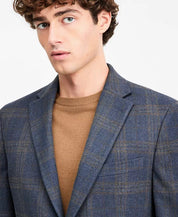 Tommy Hilfiger Mens Modern fit Sport Coat Blazer 40 S Navy Blue Brown Plaid