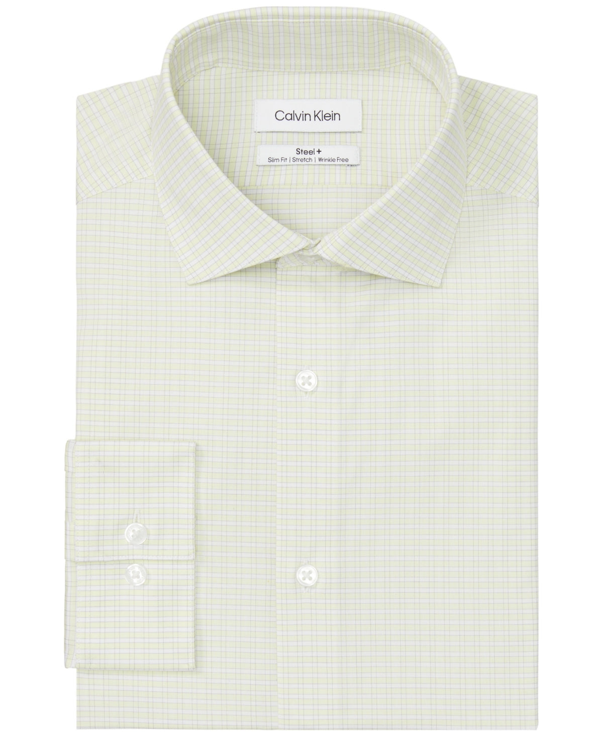 Calvin Klein Mens Steel Slim Yellow Multi Button Down Shirt 15.5 / 34 - 35