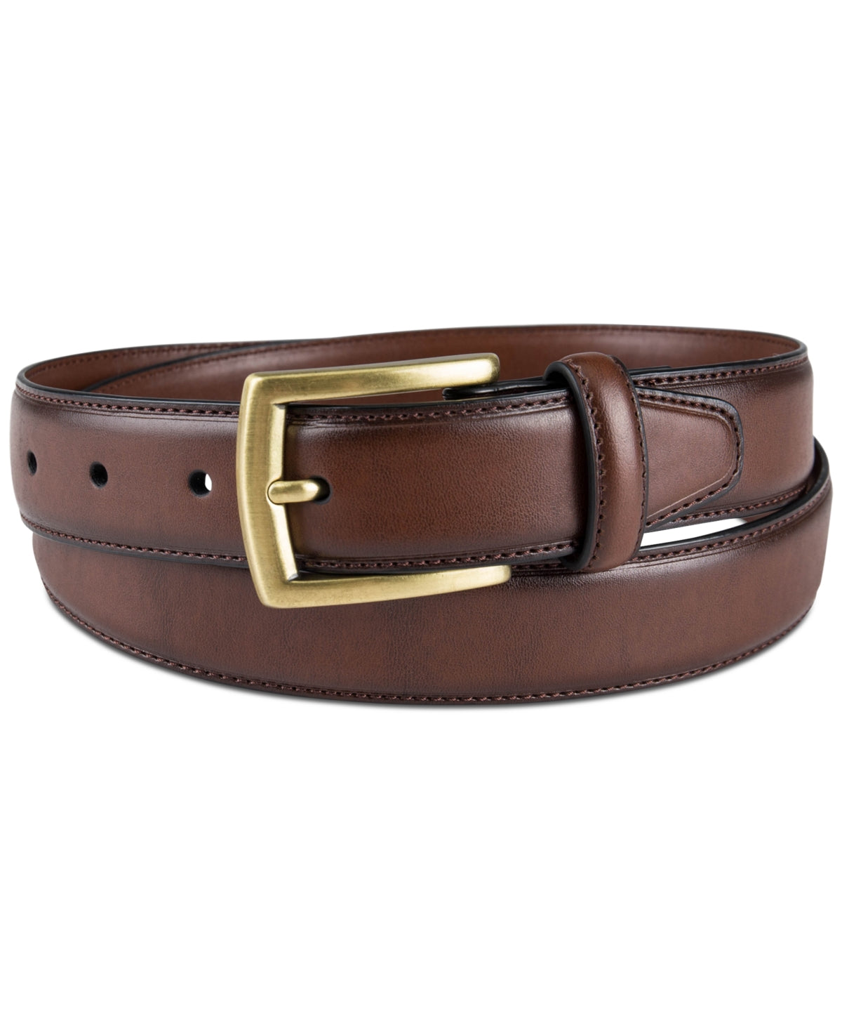 Club Room Men's Burnished Feathered Edge Dress Belt Brown XL 42 44