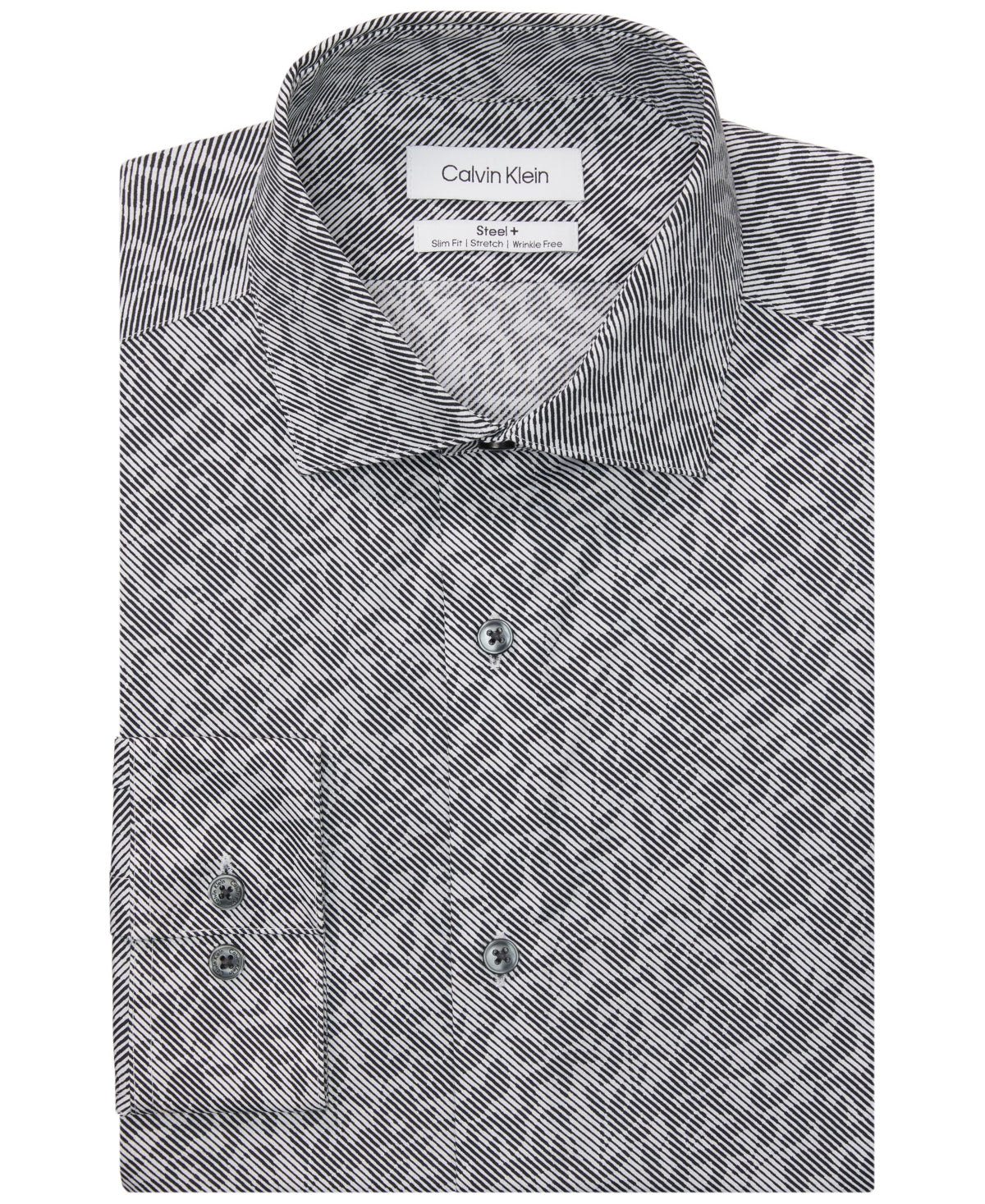 Calvin Klein Men's Steel Slim Fit Button Down Dress Shirt Black 16 32 33