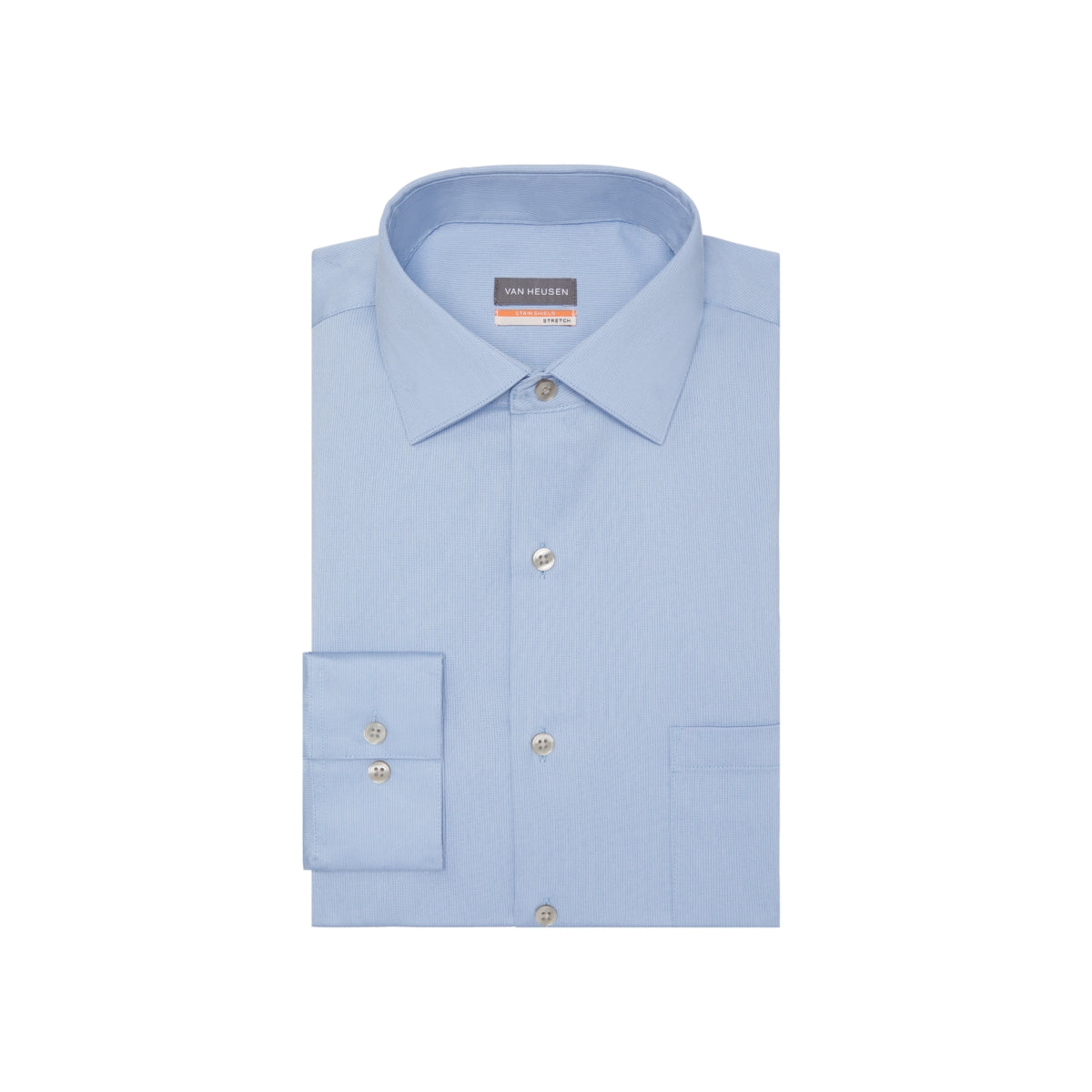 Van Heusen Mens Stain Shield Button Down Dress Shirt Blue 16 16.5 32 33