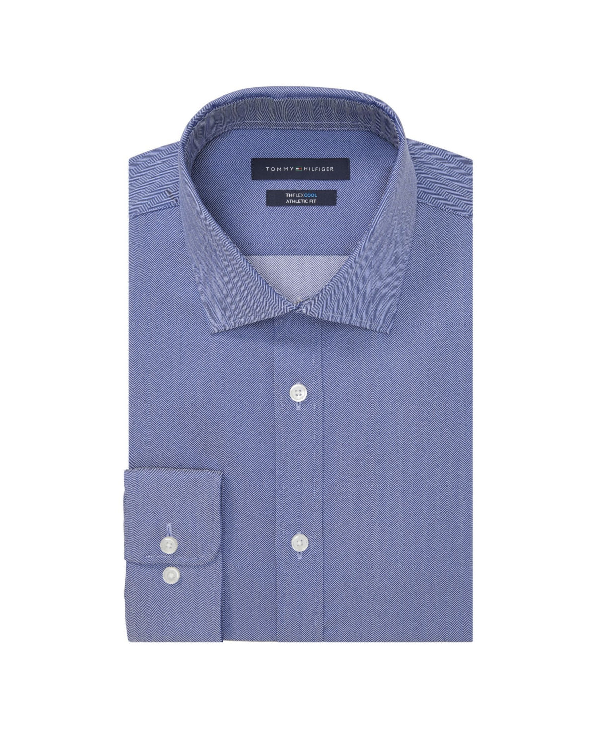 Tommy Hilfiger Men's Flex Cool Athletic Fit Dress Shirt Indigo Blue 15.5 32 33
