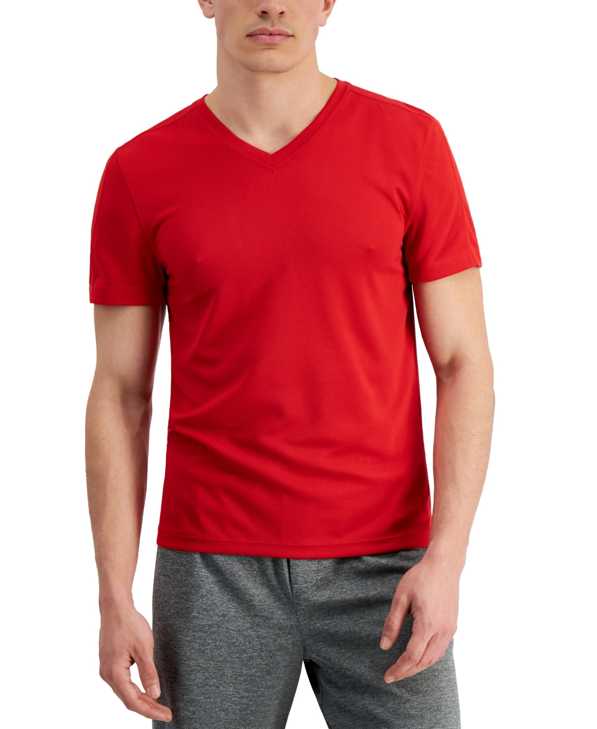 ID Ideology Men's Birdseye Mesh V Neck Short Sleeve T Shirt Red XLT
