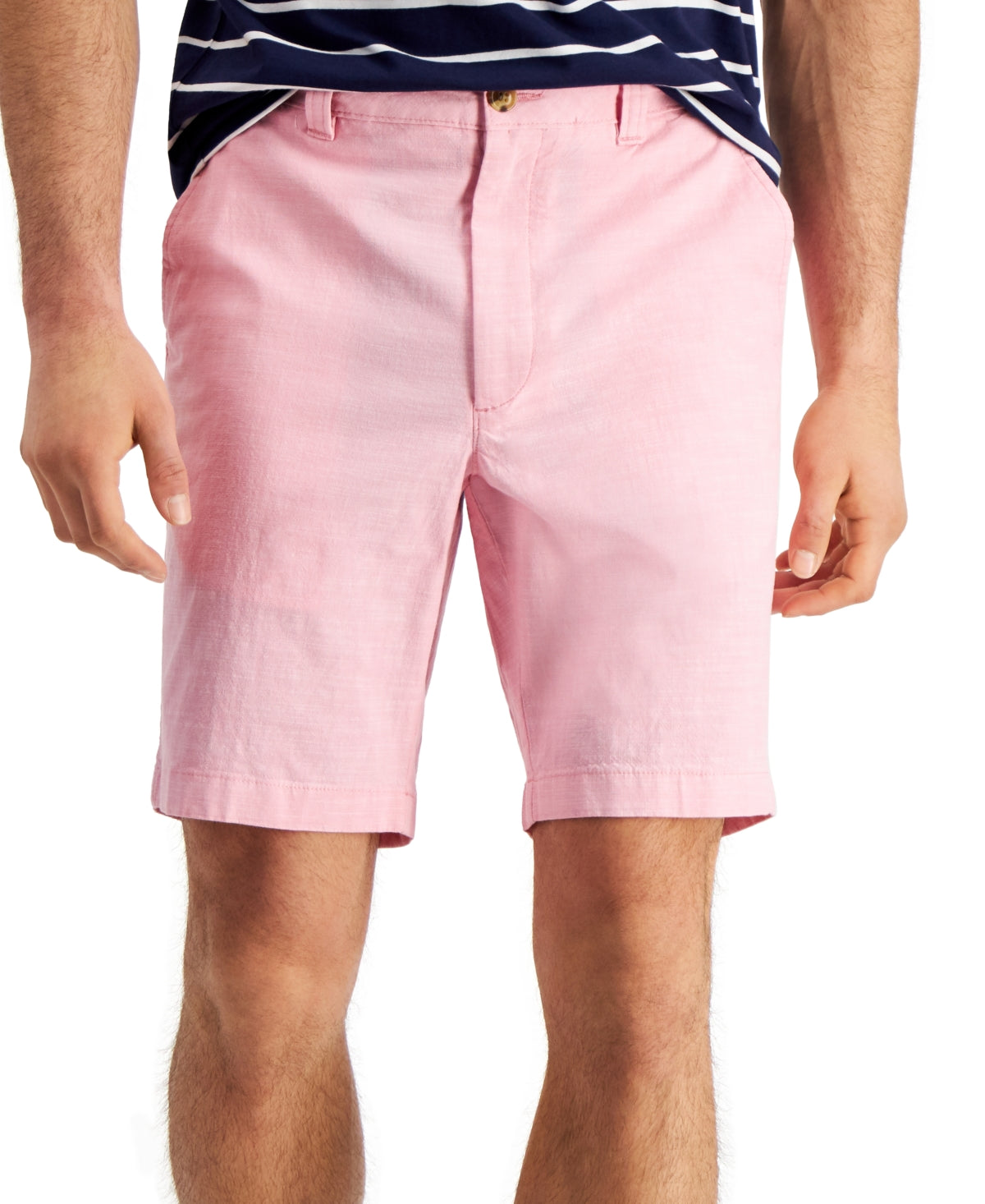 Club Room Mens 9" Stretch Chambray Shorts Pink Sky 40