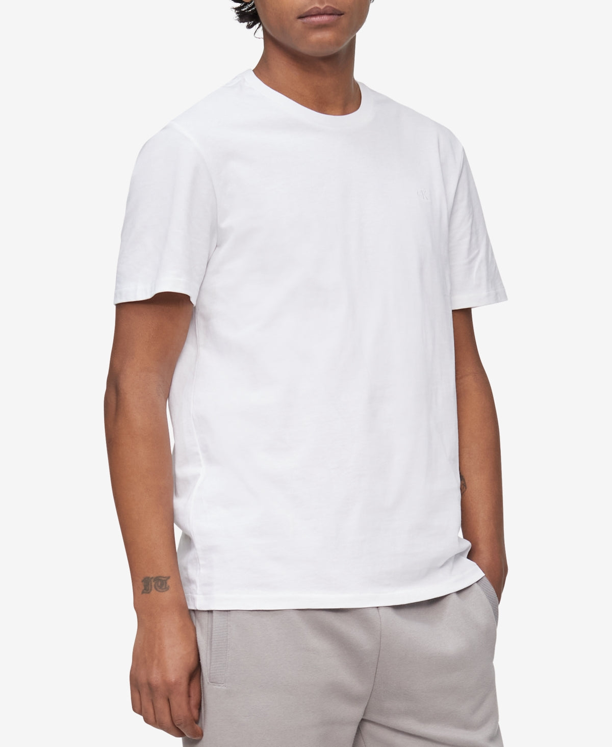 Calvin Klein Men's Smooth Cotton Solid Crewneck T Shirt Brilliant White Large