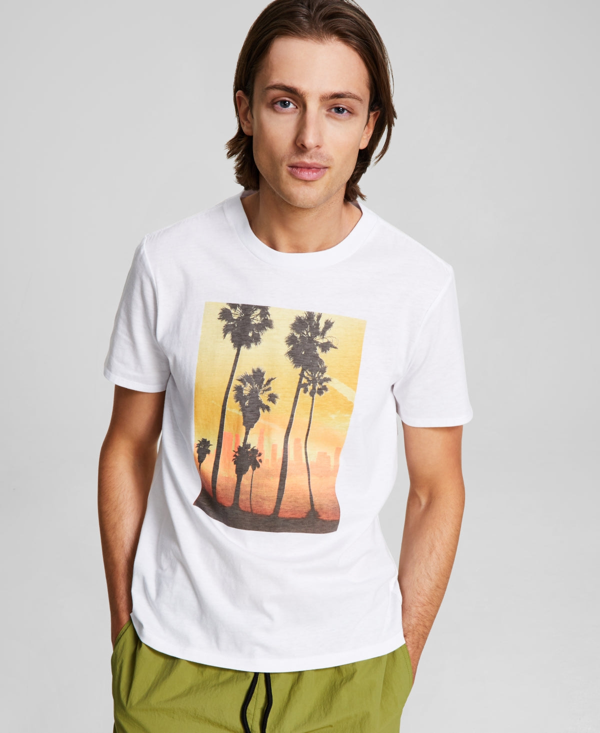 And Now This Mens Palm Trees Graphic T shirt  White Medium