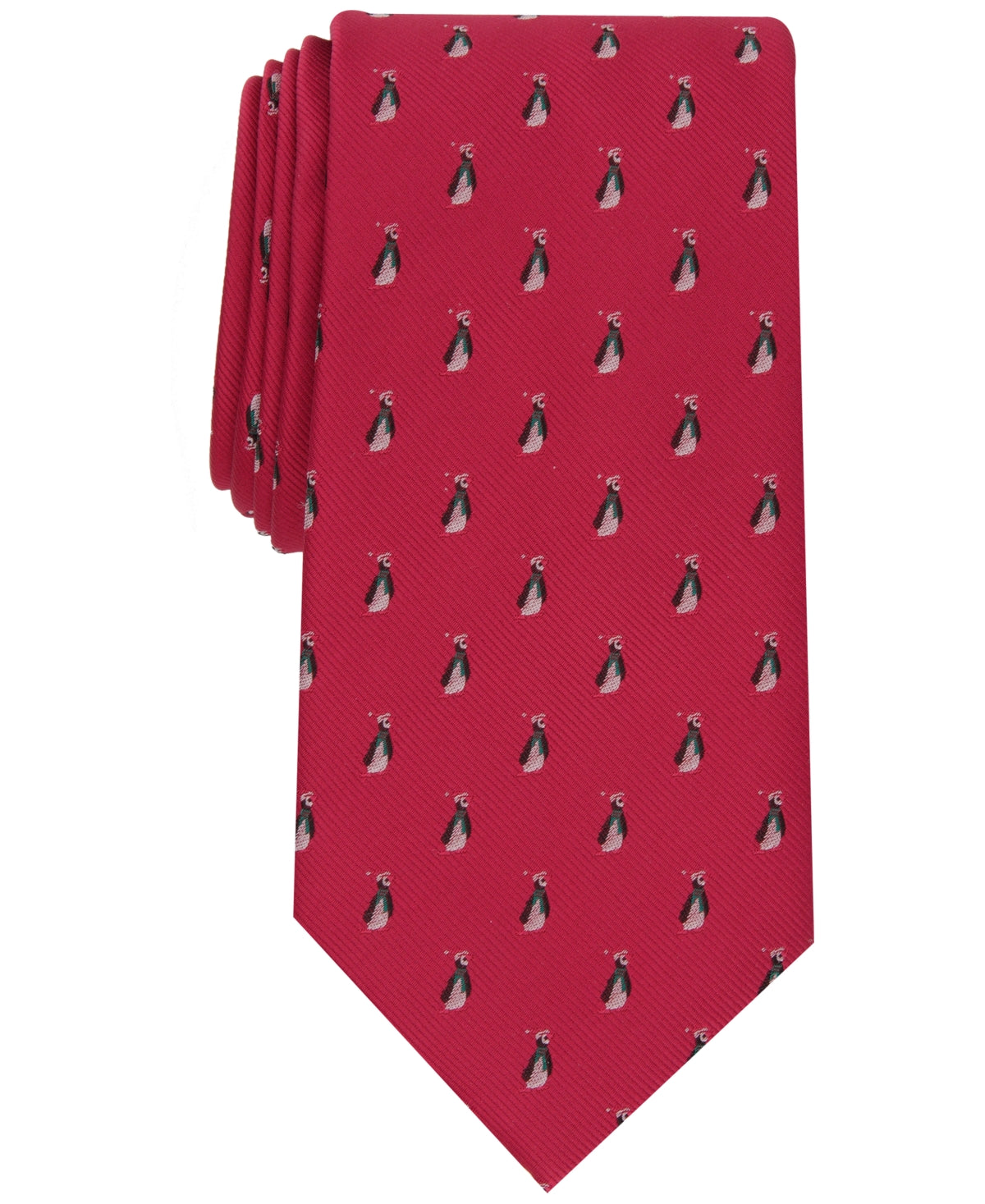 Club Room Men's Festive Penguin Tie Red Osfa Reg