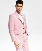 Bar III Men's Slim Fit Blue Chambray Suit Jacket Pink 44R