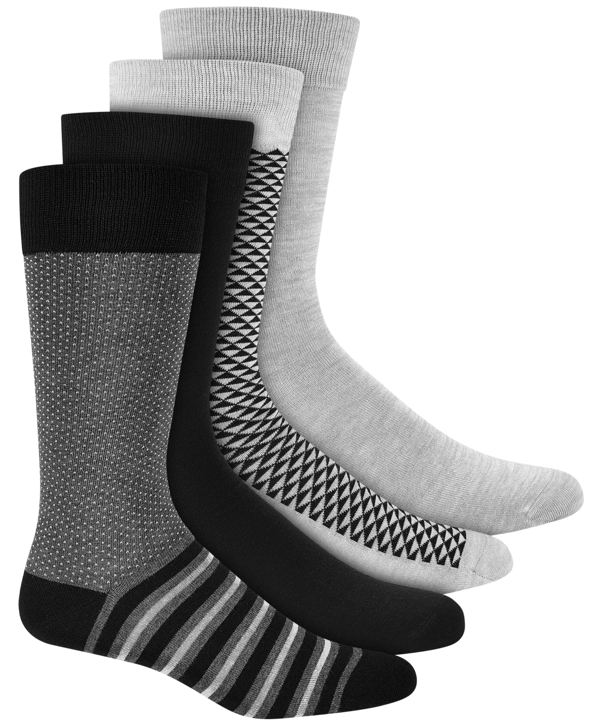 Alfani Mens 4 pk. Crew Socks Black Grey 7 - 12