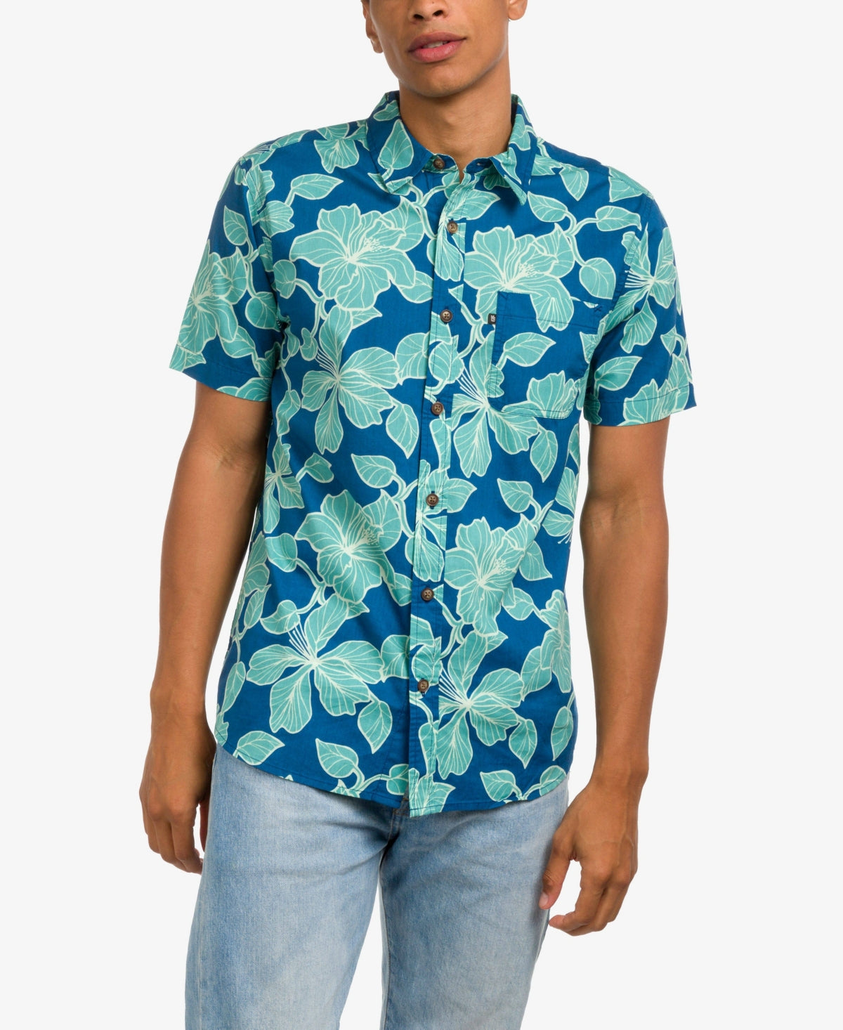 Junk Food Clothing Mens Short Sleeve Button Down Shirt Dark Blue Large
