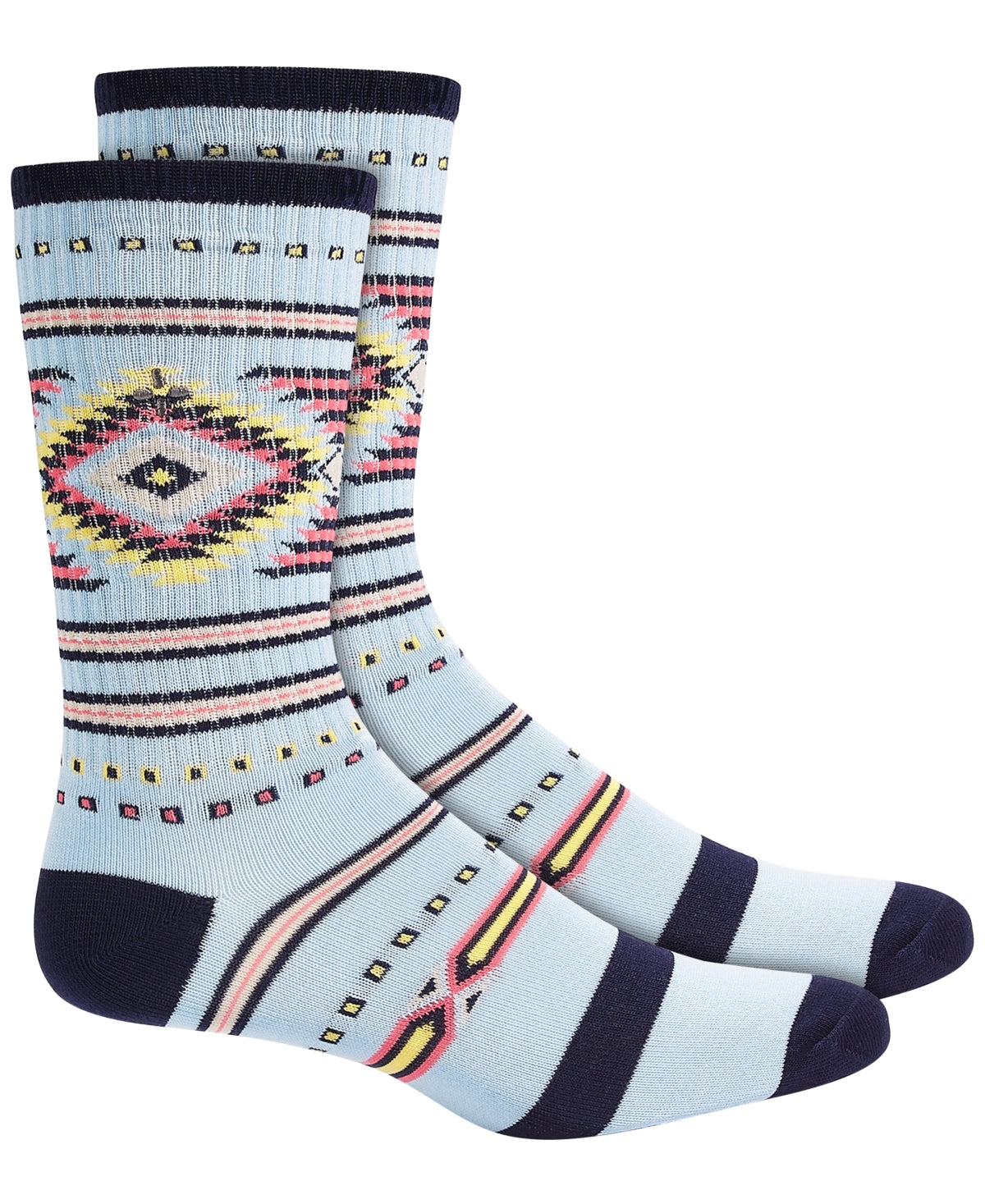 Sun + Stone Mens Aztec Crew Socks Dark Blue One Size