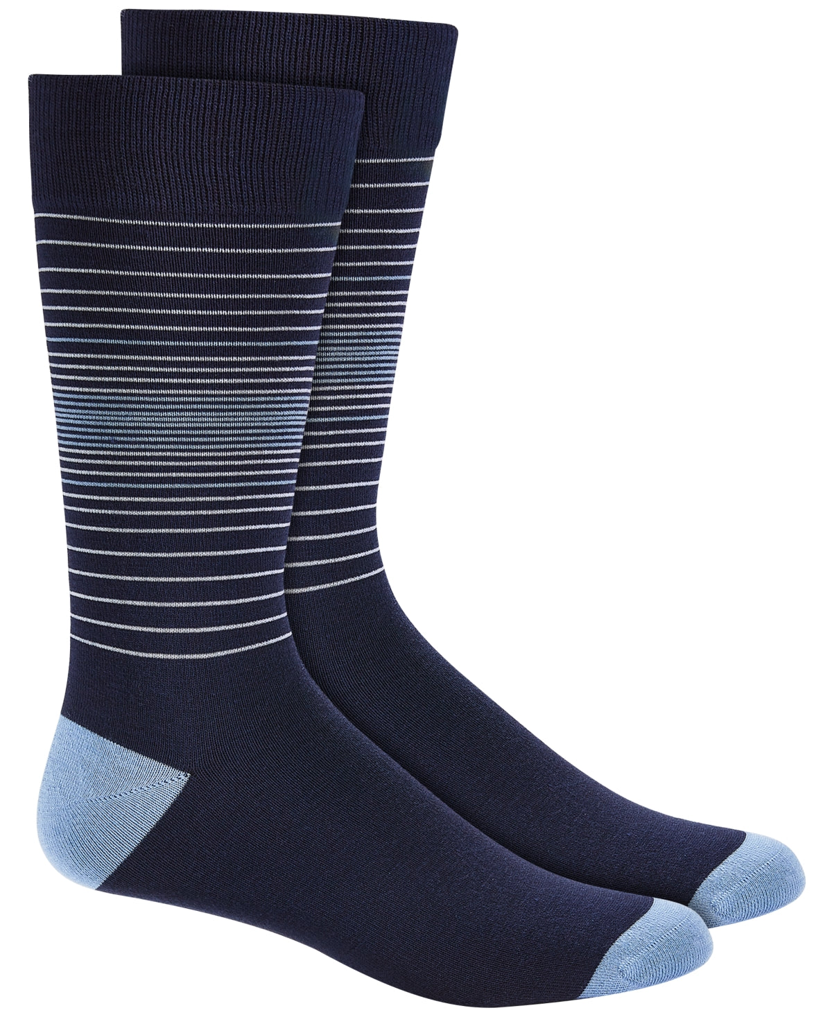 Alfani Mens Blue Stripe Crew Socks Dark Blue One Size Regular