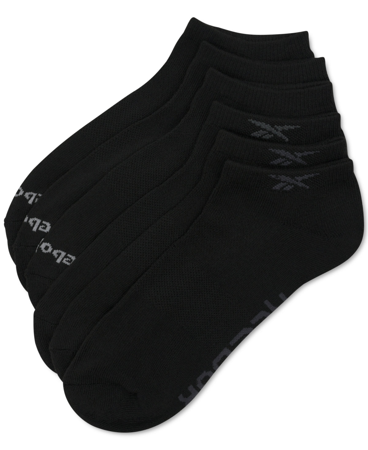 Reebok Men's 6 Pack Athletic Low Cut Socks Black One Size