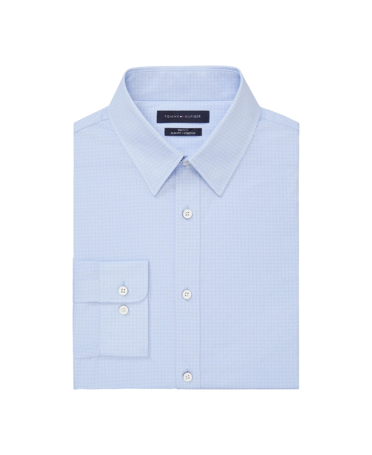 Tommy Hilfiger Men's Th Tech No-Tuck Slim Fit Stretch Dress Shirt XXL Sky Blue
