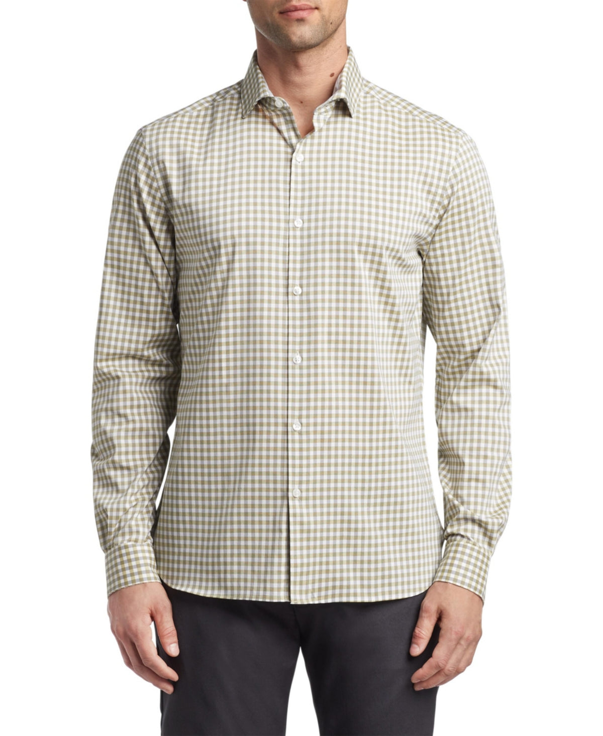 Van Heusen Mens Slim Fit Never Tuck Button Down Dress Shirt Canary 17 17.5 34 35