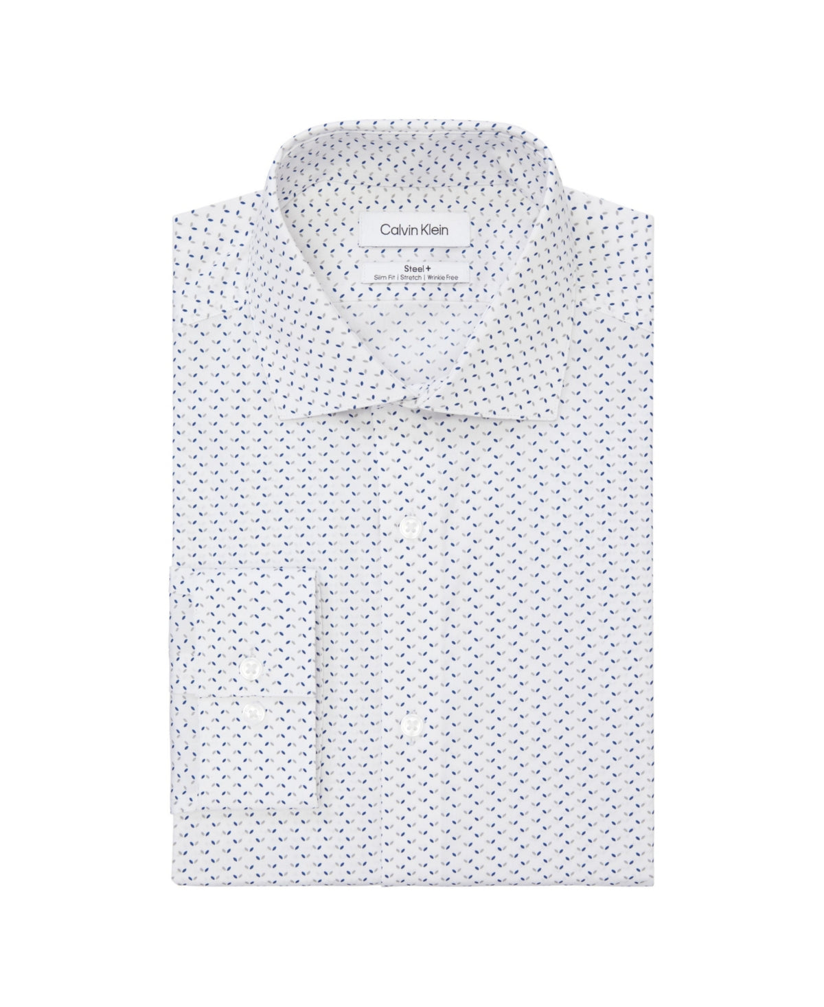 Calvin Klein Mens Steel Plus Button Down Shirt White Blue Multi 15 32 33