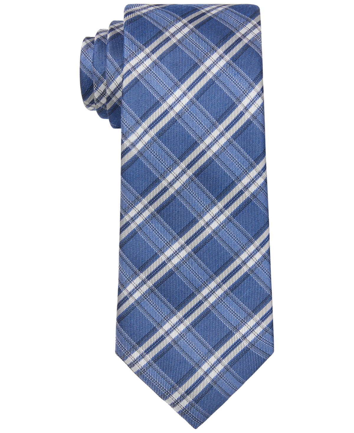 Calvin Klein Men's Check Tie  Navy Multi Osfa Reg