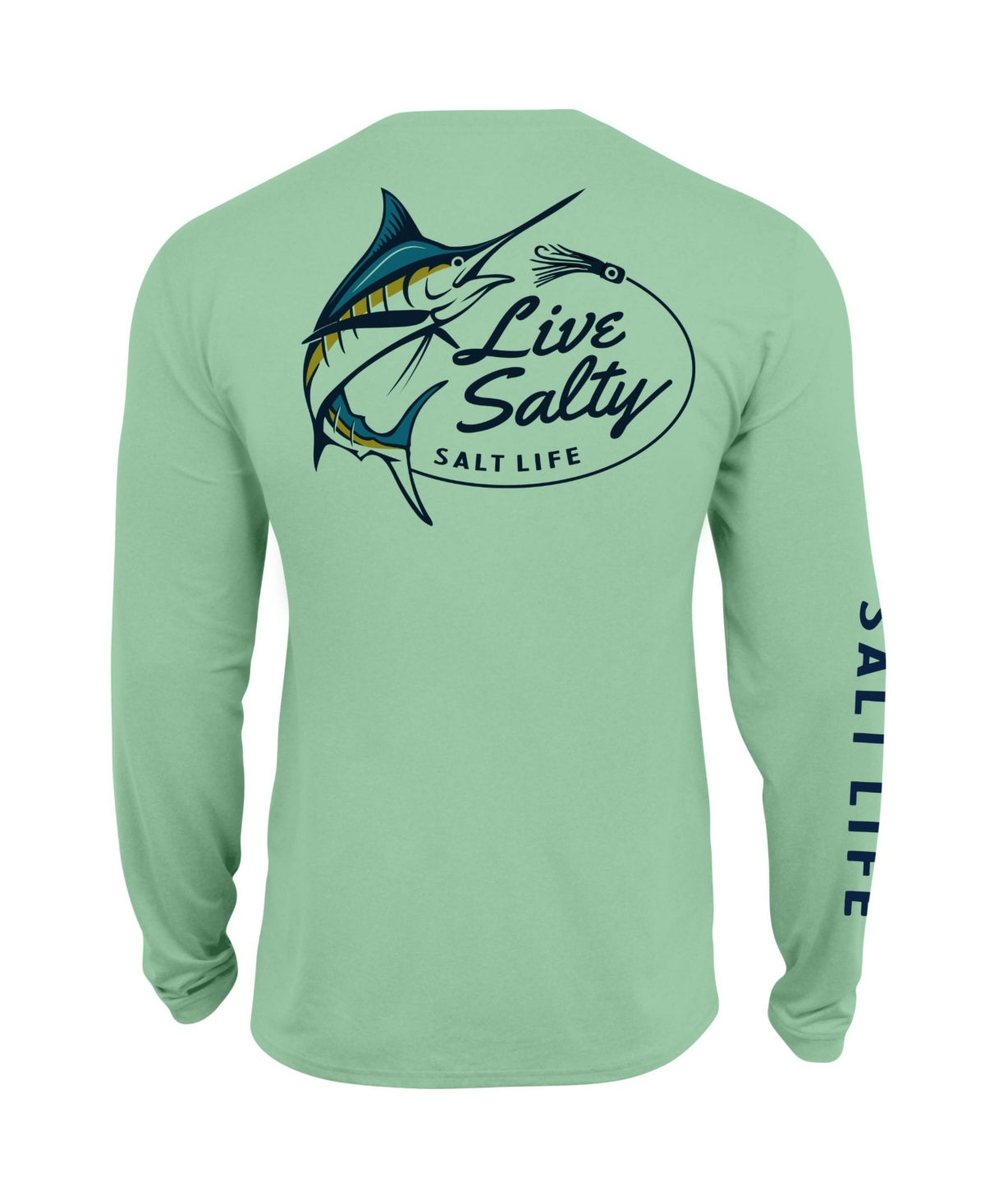 Salt Life Mens Salty Marlin Lure Long Sleeve Fishing Pocket T Shirt Green 2XL