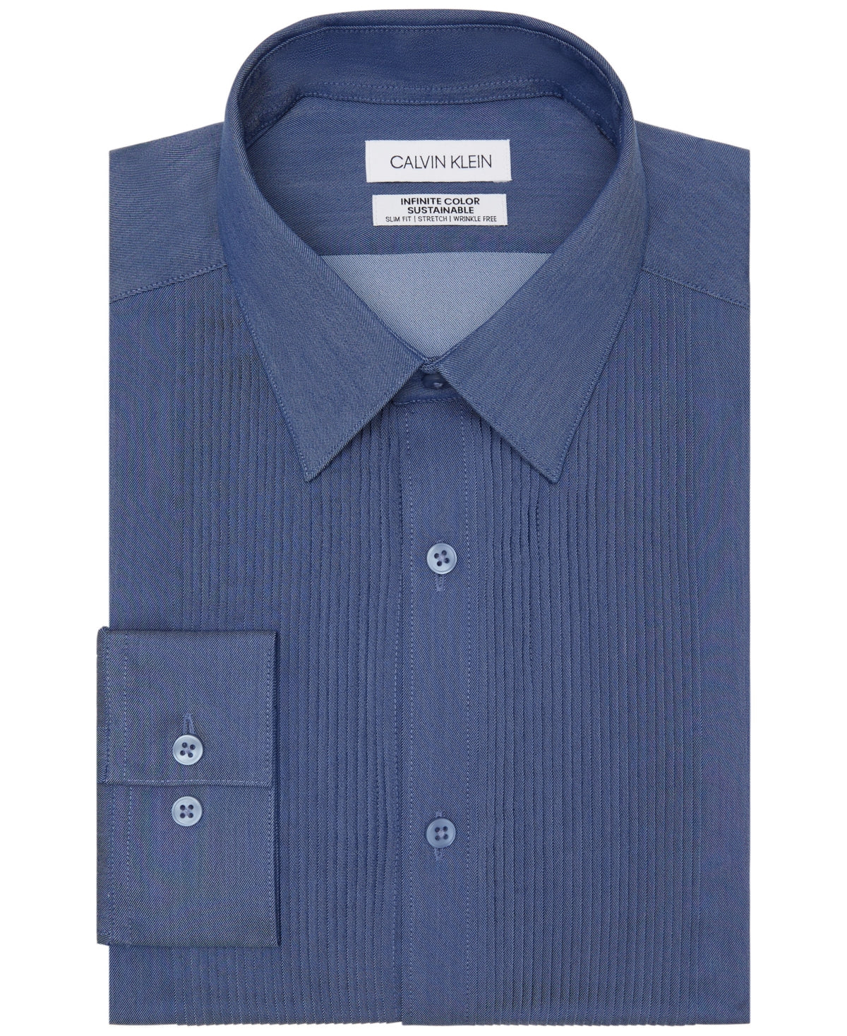 Calvin Klein Mens Button Down Shirt Infinite Color Denim Blue 18 18.5 34 35