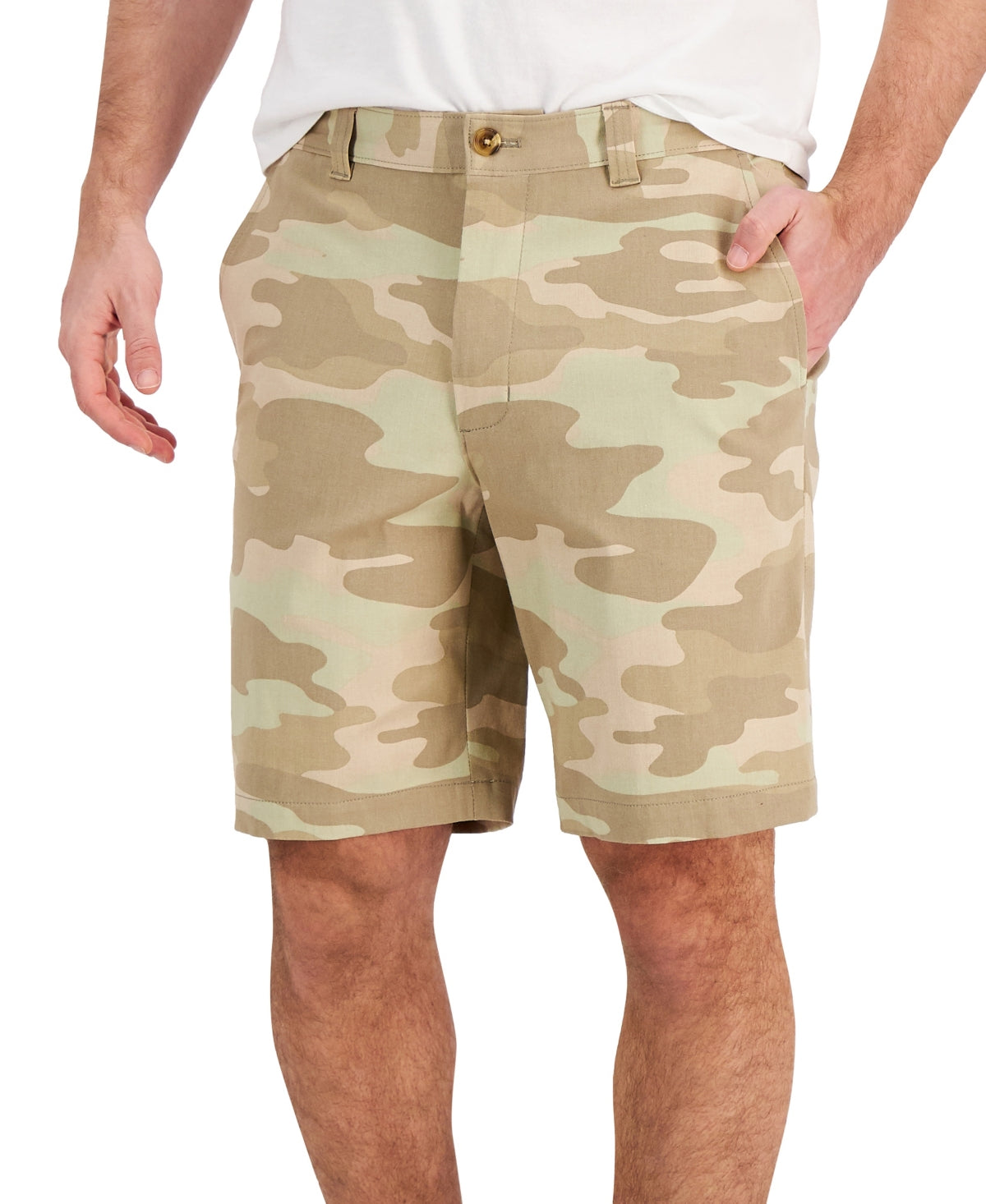 Club Room Men's Camo-Print Shorts Olive Combo Size 40